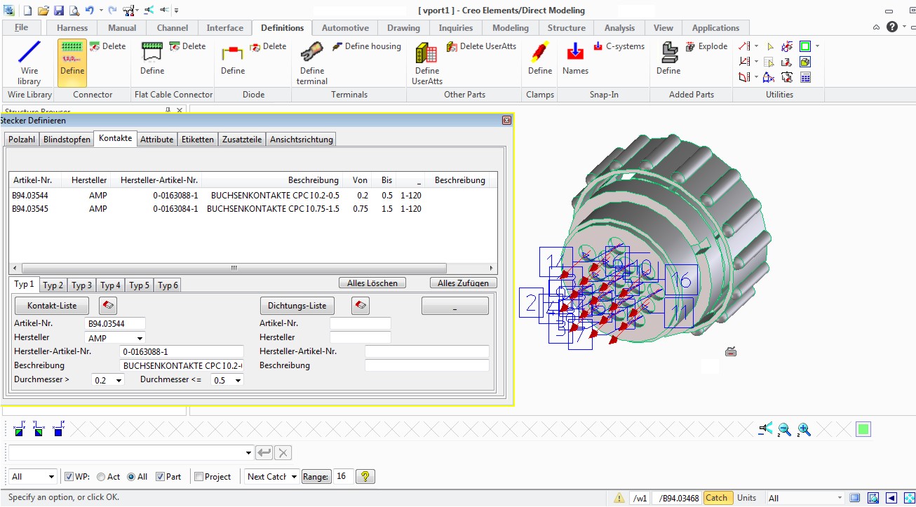 PTC Creo Elements Direct (CoCreate) Cabling 3D Wiring Harness